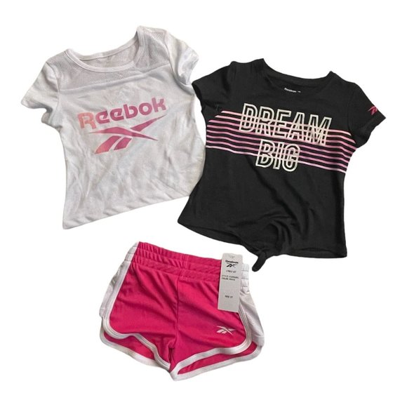 Set 3Pcs For Baby Girls ReebokC23560RG Size 2T W/P/B Short/Tank Top/ T Shirt